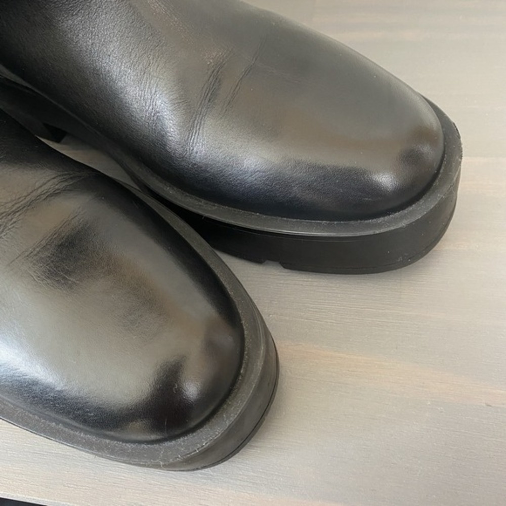 Mango Y2K Platform Tall Leather Boots‎ Women Size 9 EU 40 Black Gothic Gorpcore - Picture 4 of 12